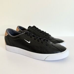 Nike Match Classic Black White Preppy Tan Leather Golf Tennis Sneaker